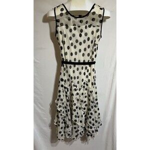 Cute polka Dot pinup girl dance flapper Party Retro  Classic Sheer Ruffles R